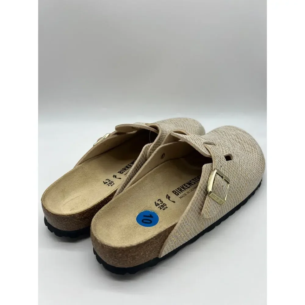 Birkenstock Boston Clogs Men's Size 10 Shiny Gold Python Eggshell New